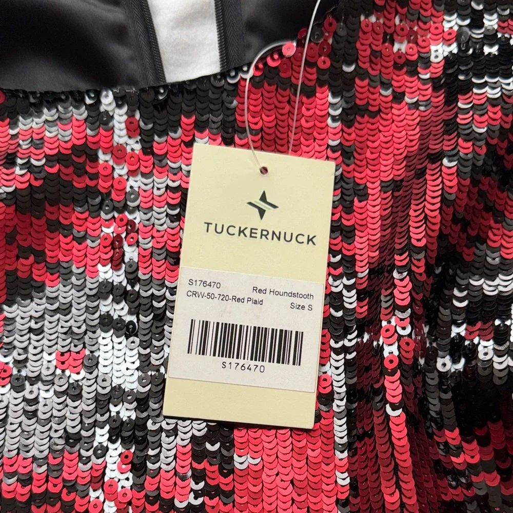 Tuckernuck Red Black white sequin Pierre mini dress size Small - Picture 3 of 7